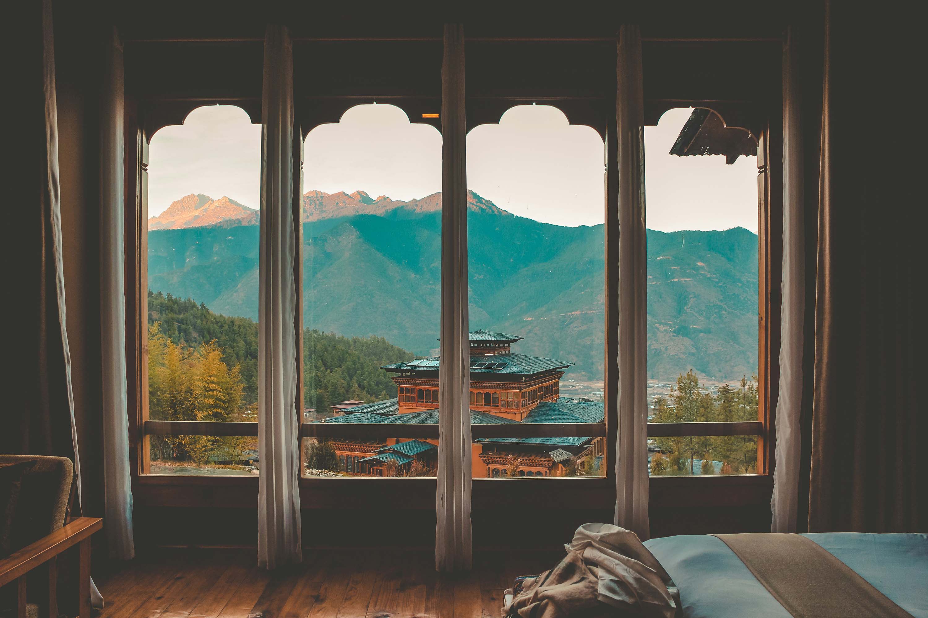 View of the Paro valley from a Rema Resort room